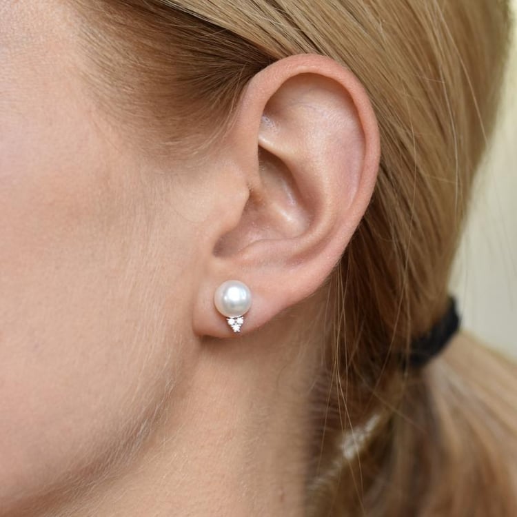 Perle und Zirkonia Ohrstecker 13106