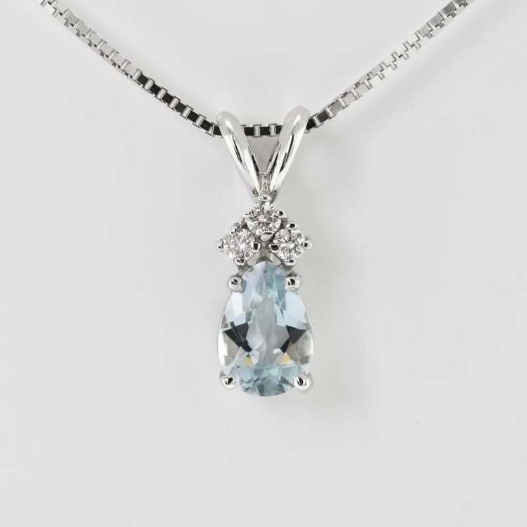 Aquamarinträne mit Diamanten in Goldanhänger Electrah 16128