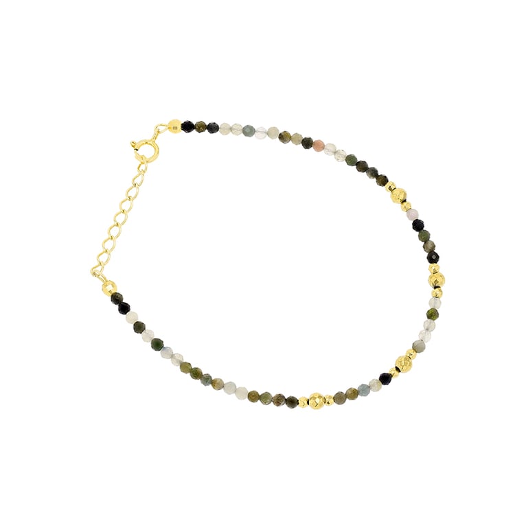 Vergoldetes Armband aus Silber mit Turmalin-Perlen Aubry