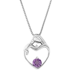 Silberner Anhänger Mutter und Kind mit Amethyst und Diamant Ella