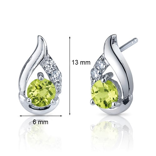 Silberne Ohrringe mit Olivinen und Zirkonia Edily 23730