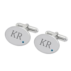 Silberne Manschettenknöpfe mit blauen Diamanten Rigel