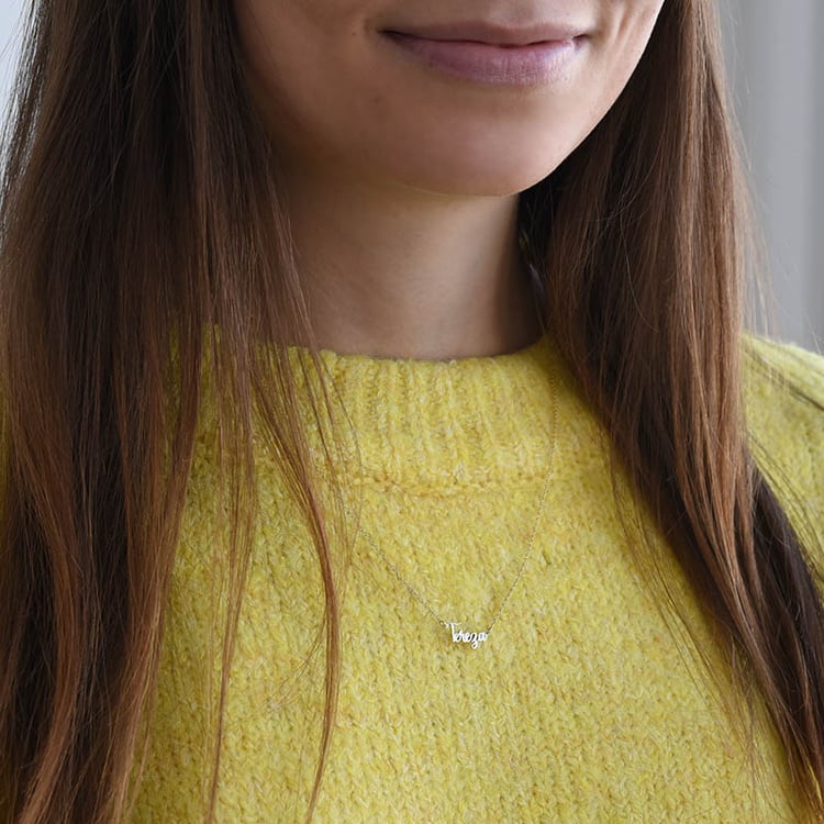 Goldene Namenskette mit Gravur Ihrer Wahl und Diamant Dovev 78462