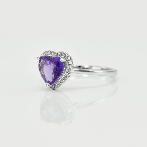 Goldring mit Amethyst in Herzform und Diamanten Connelly