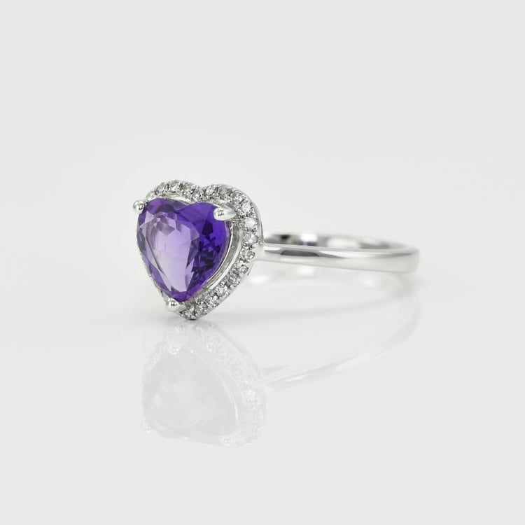 Goldring mit Amethyst in Herzform und Diamanten Connelly 15321