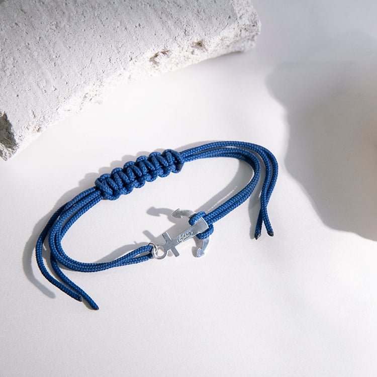 Silbernes String-Armband für Herren mit einem Anker Burks 113176