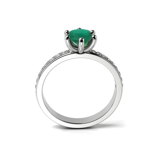 Platinring mit Smaragd und Diamanten Yoron