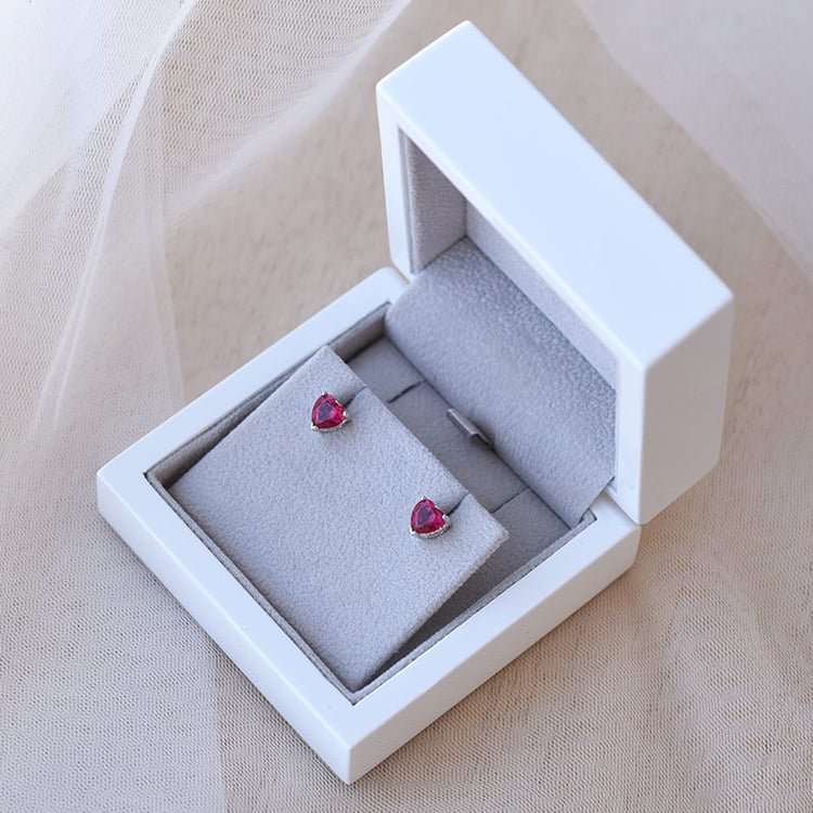 Herzen Rubin in Silber in Eppi-Geschenkbox 66313