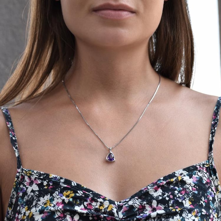 Silberne Halskette mit Amethyst 33308
