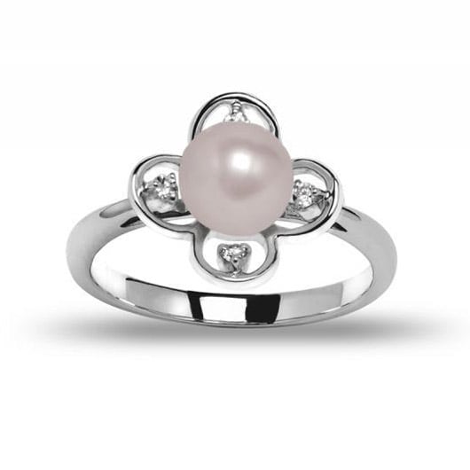 Diamantring Blume mit Perle 24695