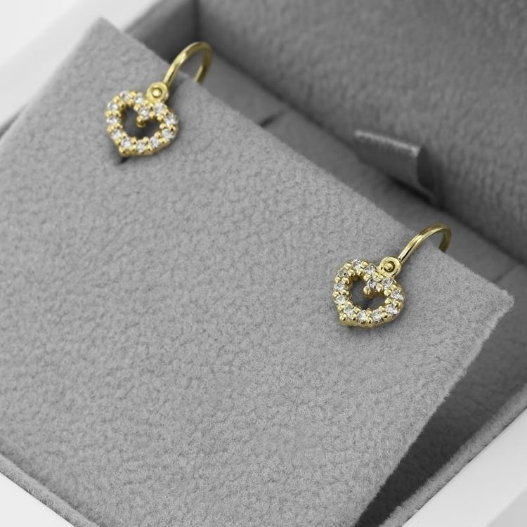 Goldene Kinderohrringe in Herzform mit Lab Grown Diamanten Adeliza 145040