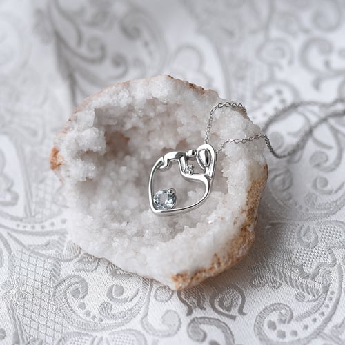 Anhänger Mutter und Kind mit Aquamarine und Diamant Ella