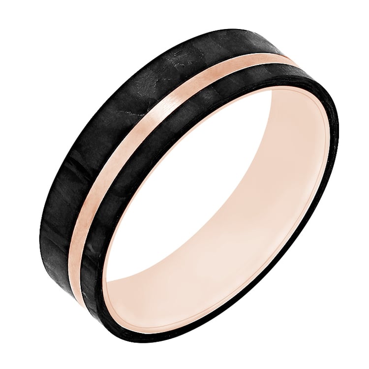 Flache Trauringe aus Carbon und Gold Shagei 80056