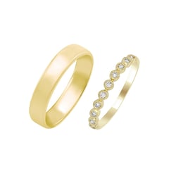 Goldener Trauring mit Vintage Relief und Komfort Ring Danel