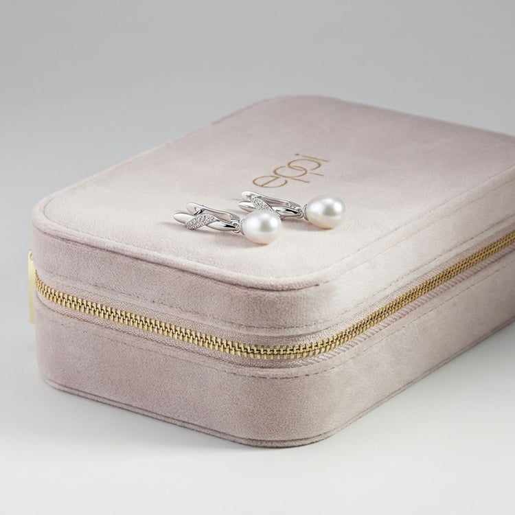 Silberne Hängeohrringe mit Perlen und Zirkonia Tahir 166306