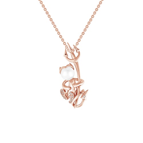 Silberner Anhänger mit Teufelchen und einer Perle und Lab Grown Diamanten Devil