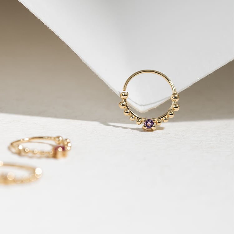 Goldenes Septum Piercing mit Amethyst Arla 123057