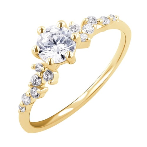 Silberner Ring mit Moissanit und Lab Grown Diamanten Carina