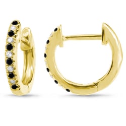 Goldene Creolen mit schwarzen und weißen Diamanten Gomati