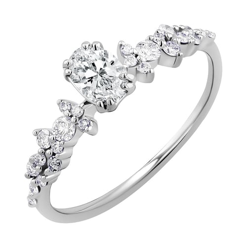 Verlobungsring mit Moissanit und Lab Grown Diamanten Mica
