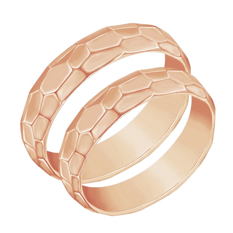 Rosegold glänzende gehämmerte Trauringe 48719