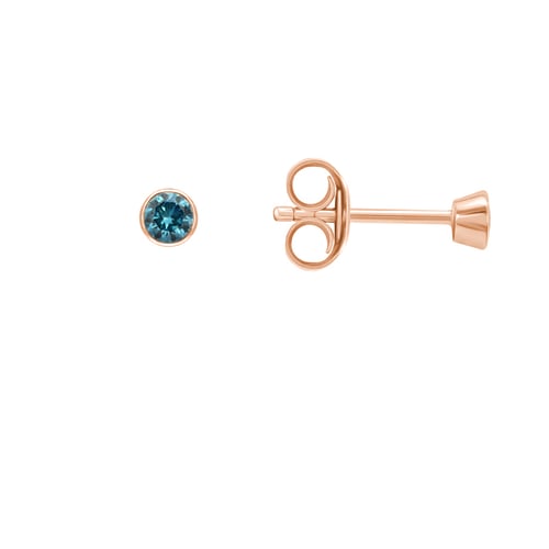Silberne Ohrstecker mit blauen Diamanten in Bezelfassung Tofine