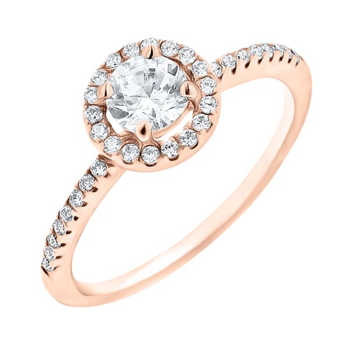 Verlobungsring aus Gold mit Diamanten im Halo-Stil Kerau