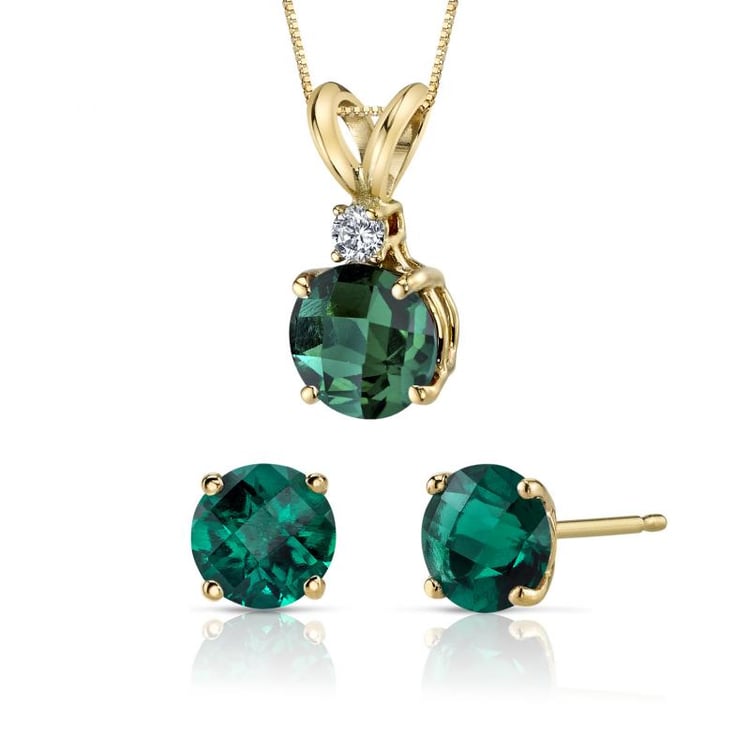 Gelbgold Schmuckset mit Smaragden 20093