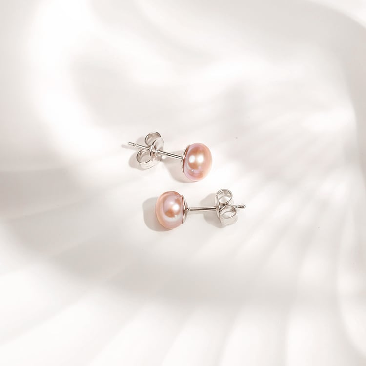 Schlichte Ohrstecker mit Lavender-Perlen 158379