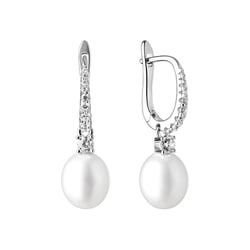 Silberne Ohrringe mit Perlen und Zirkonia Fauna