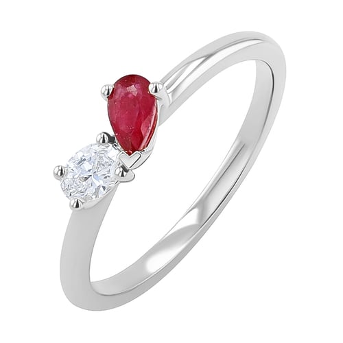 Schmuckset Toi et Moi mit Rubin und Lab Grown Diamant Ethelmary