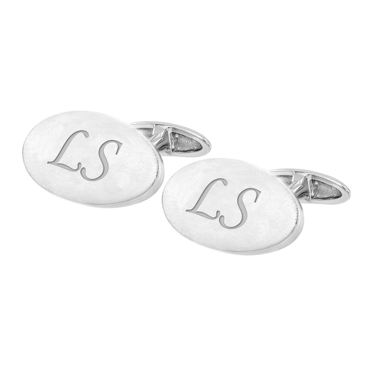 Ovale Manschettenknöpfe aus Platin mit Initialen Vitorio