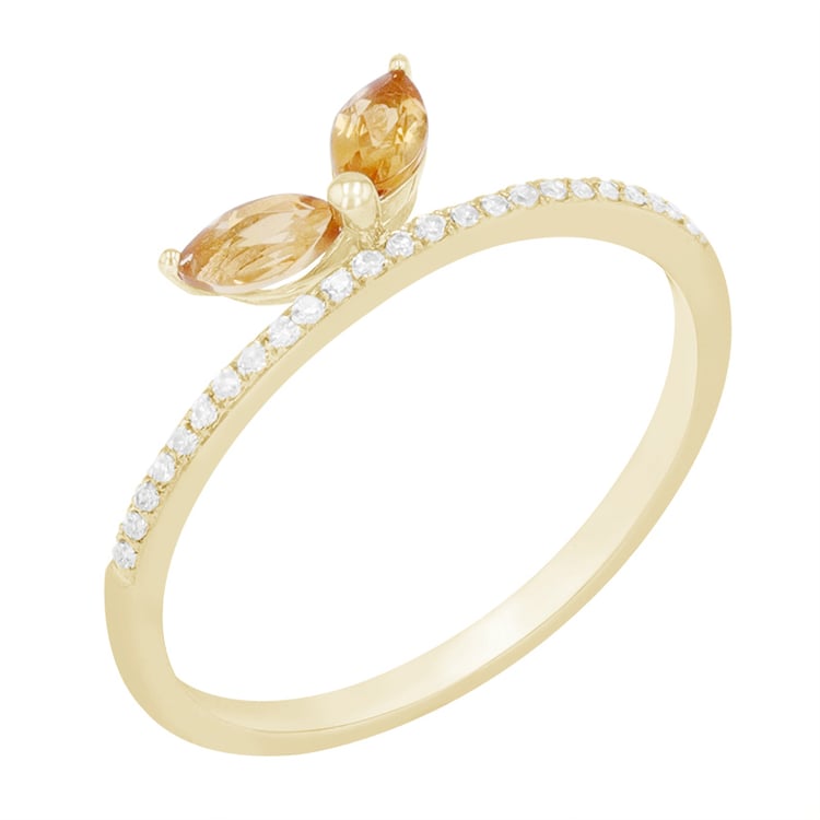 Origineller goldener Ring mit Citrinen in Schleifenform Carmen