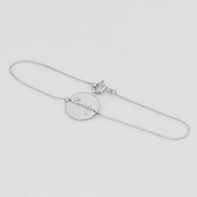 Platinarmband mit Diamant und Wunschgravur Shalek 70537