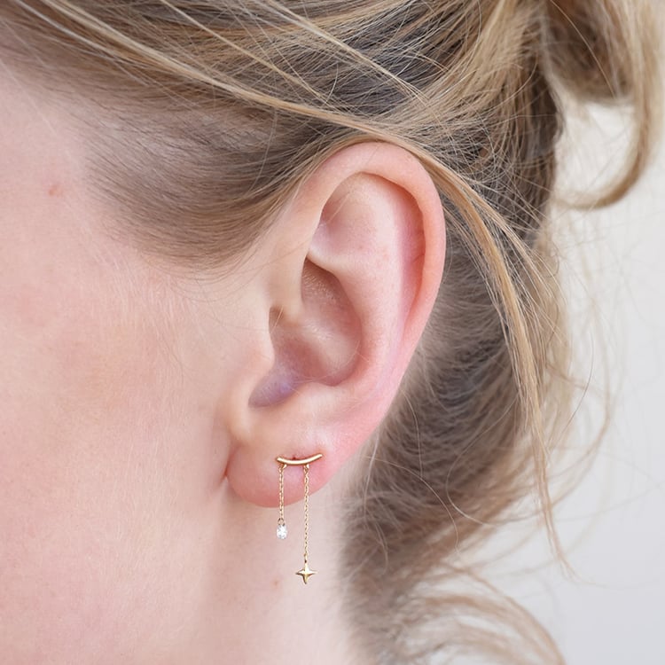 Hängeohrringe mit Sternen und Diamanten Herman 86792