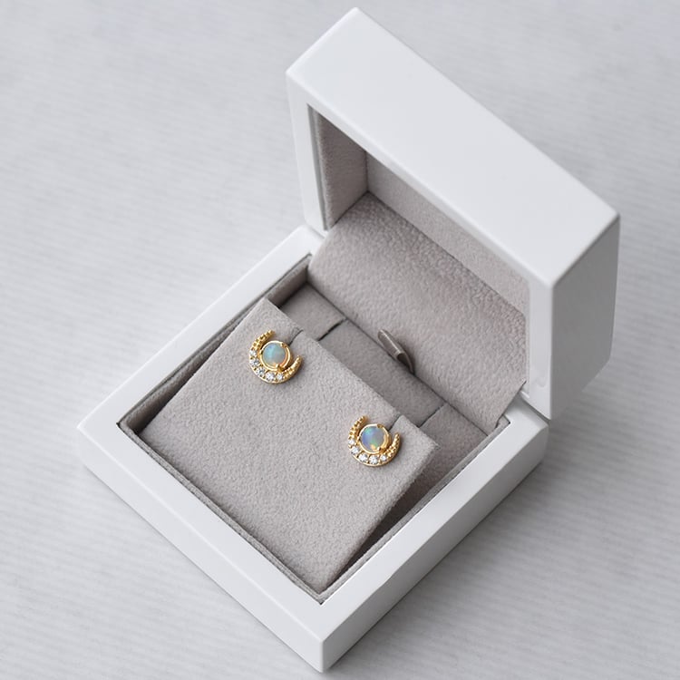 Silberohrringe mit Opal und Zirkonia Timber 73359