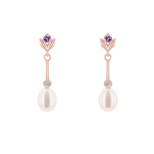 Perlenohrringe mit Saphiren und Diamanten Madhula
