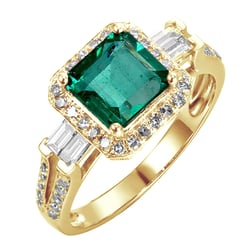 Goldener Smaragdring mit Diamanten Carli