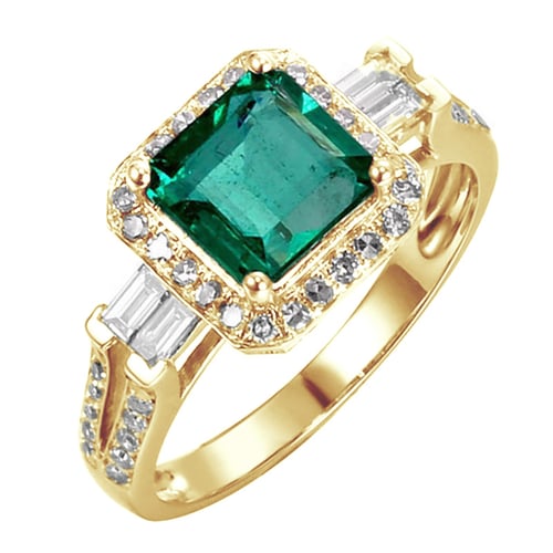 Goldener Smaragdring mit Diamanten Carli