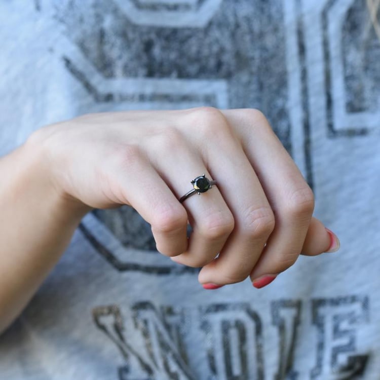 Schwarzer Goldring mit Ruthenium und 2ct Diamant Harley 12143