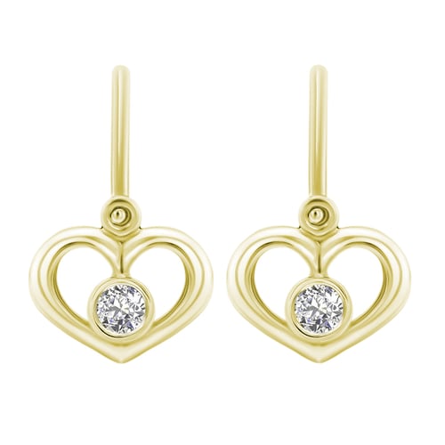 Goldene Kinderohrringe in Herzform mit Lab Grown Diamanten Ariel