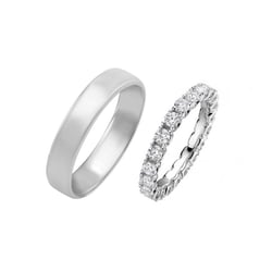Trauringe aus Platin mit Eternity Ring und Court Ring Sykes