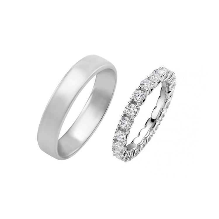 Trauringe aus Platin mit Eternity Ring und Court Ring Sykes