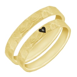 Gehämmerte Trauringe mit mit Emaille Herz und Diamanten Telanie