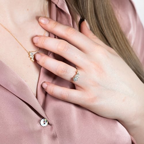 Schmuckset aus Cluster Schmuck mit Lab Grown Diamanten Ester