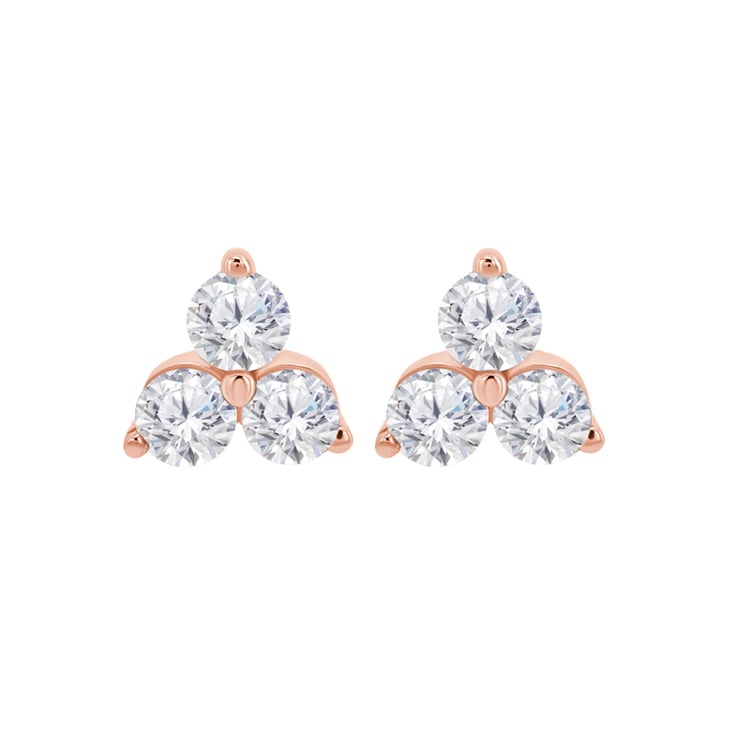 Goldene Ohrringe mit drei Diamanten Jella