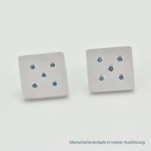 Silberne Manschettenknöpfe mit blauen Diamanten Orien