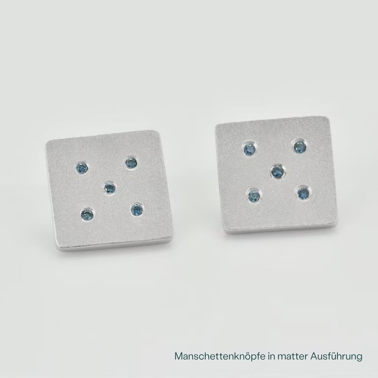 Silberne Manschettenknöpfe mit blauen Diamanten Tahir 165339