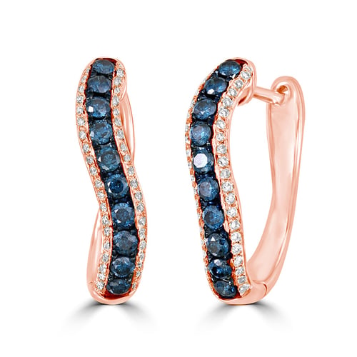 Creolen mit blauen und klaren Diamanten Doris