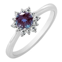 Verlobungsring mit einem Alexandriten und Diamanten im Halo-Stil Condeh